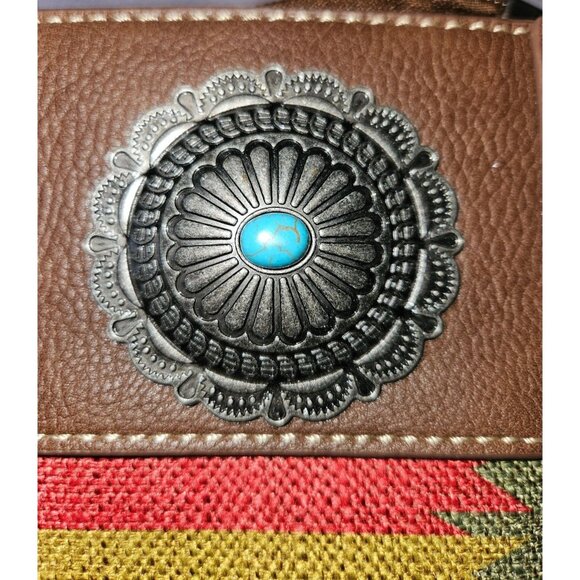 Wrangler Southwestern Rodeo Western Aztec Top Zip Shoulder Tote Bag - Picture 11 of 13